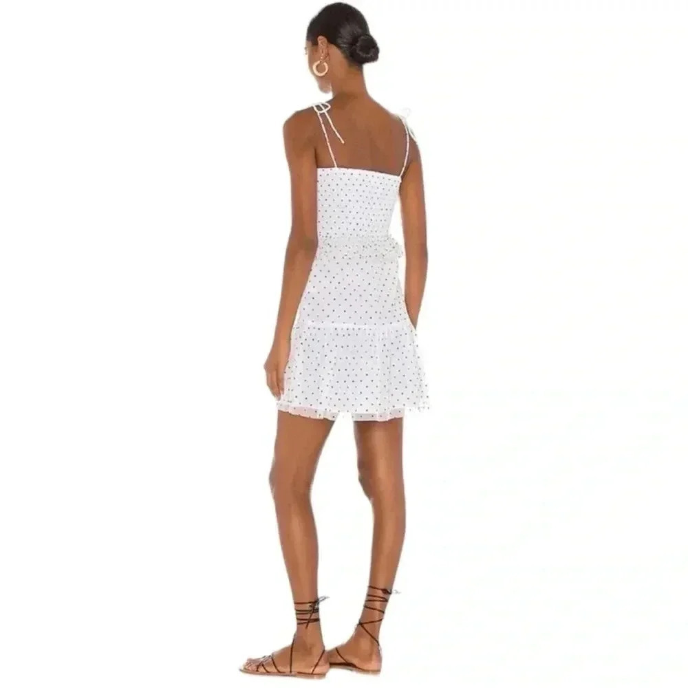 LOVERS + FRIENDS | NWOT Blakeley Mini Dress | Black White Polka Dot Ruffles | L - Picture 5 of 11